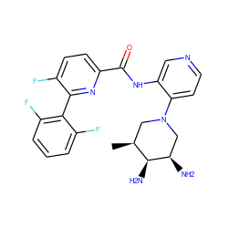 C[C@H]1CN(c2ccncc2NC(=O)c2ccc(F)c(-c3c(F)cccc3F)n2)C[C@@H](N)[C@H]1N ZINC000261185121