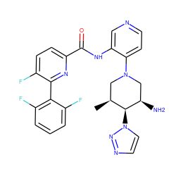 C[C@H]1CN(c2ccncc2NC(=O)c2ccc(F)c(-c3c(F)cccc3F)n2)C[C@@H](N)[C@H]1n1ccnn1 ZINC000207149467