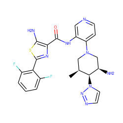 C[C@H]1CN(c2ccncc2NC(=O)c2nc(-c3c(F)cccc3F)sc2N)C[C@@H](N)[C@H]1n1ccnn1 ZINC000149190817