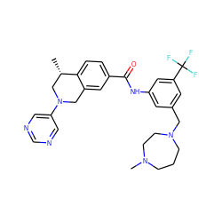 C[C@H]1CN(c2cncnc2)Cc2cc(C(=O)Nc3cc(CN4CCCN(C)CC4)cc(C(F)(F)F)c3)ccc21 ZINC001772636826