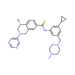 C[C@H]1CN(c2cncnc2)Cc2cc(C(=O)Nc3cc(CN4CCN(C)CC4)cc(C4CC4)c3)ccc21 ZINC001772571838