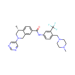 C[C@H]1CN(c2cncnc2)Cc2cc(C(=O)Nc3ccc(CN4CCN(C)CC4)c(C(F)(F)F)c3)ccc21 ZINC001772619931