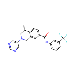 C[C@H]1CN(c2cncnc2)Cc2cc(C(=O)Nc3cccc(C(F)(F)F)c3)ccc21 ZINC001772578340