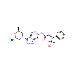 C[C@H]1CN(c2n[nH]c3cc(NC(=O)N[C@@H](c4ccccc4)C(C)(C)O)ncc23)C[C@H](C(F)(F)F)O1 ZINC000210820760