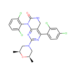 C[C@H]1CN(c2nc(-c3ccc(Cl)cc3Cl)c3c(n2)N(c2c(Cl)cccc2Cl)C(=O)NC3)C[C@@H](C)O1 ZINC000014962978