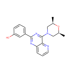 C[C@H]1CN(c2nc(-c3cccc(O)c3)nc3cccnc23)C[C@@H](C)O1 ZINC000103255520