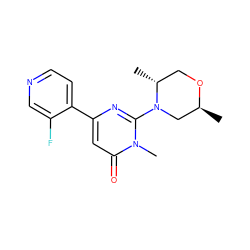 C[C@H]1CN(c2nc(-c3ccncc3F)cc(=O)n2C)[C@H](C)CO1 ZINC000147879922