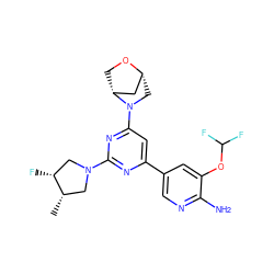 C[C@H]1CN(c2nc(-c3cnc(N)c(OC(F)F)c3)cc(N3C[C@@H]4C[C@H]3CO4)n2)C[C@H]1F ZINC000653755631