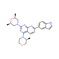 C[C@H]1CN(c2nc(N3CCOC[C@@H]3C)c3ccc(-c4ccc5[nH]ccc5c4)nc3n2)C[C@@H](C)O1 ZINC000143628367