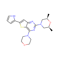 C[C@H]1CN(c2nc(N3CCOCC3)c3sc(-c4ccc[nH]4)cc3n2)C[C@@H](C)O1 ZINC001772634539