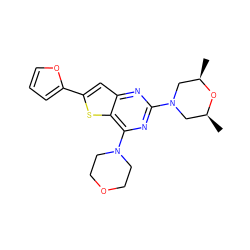 C[C@H]1CN(c2nc(N3CCOCC3)c3sc(-c4ccco4)cc3n2)C[C@@H](C)O1 ZINC001772602561