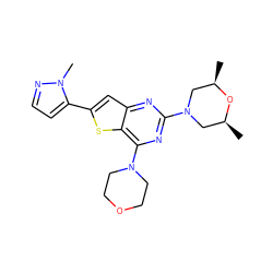 C[C@H]1CN(c2nc(N3CCOCC3)c3sc(-c4ccnn4C)cc3n2)C[C@@H](C)O1 ZINC001772572274