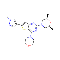 C[C@H]1CN(c2nc(N3CCOCC3)c3sc(-c4cnn(C)c4)cc3n2)C[C@@H](C)O1 ZINC001772621885