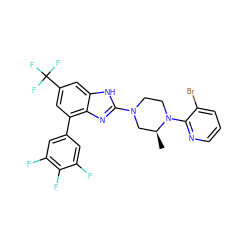 C[C@H]1CN(c2nc3c(-c4cc(F)c(F)c(F)c4)cc(C(F)(F)F)cc3[nH]2)CCN1c1ncccc1Br ZINC000038157627