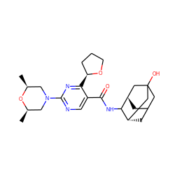 C[C@H]1CN(c2ncc(C(=O)NC3[C@H]4CC5C[C@H]3CC(O)(C5)C4)c([C@H]3CCCO3)n2)C[C@@H](C)O1 ZINC000103247122