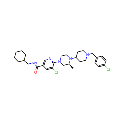 C[C@H]1CN(c2ncc(C(=O)NCC3CCCCC3)cc2Cl)CCN1C1CCN(Cc2ccc(Cl)cc2)CC1 ZINC000066079083