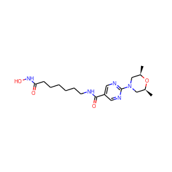 C[C@H]1CN(c2ncc(C(=O)NCCCCCCC(=O)NO)cn2)C[C@@H](C)O1 ZINC000118358515