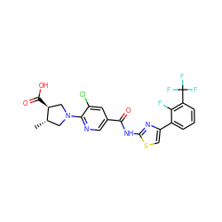 C[C@H]1CN(c2ncc(C(=O)Nc3nc(-c4cccc(C(F)(F)F)c4F)cs3)cc2Cl)C[C@@H]1C(=O)O ZINC000044386953