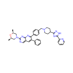 C[C@H]1CN(c2ncc3cc(-c4ccccc4)c(-c4ccc(CN5CCC(c6n[nH]c(-c7ccccn7)n6)CC5)cc4)nc3n2)C[C@@H](C)O1 ZINC000049833268