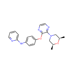 C[C@H]1CN(c2nccnc2Oc2ccc(Nc3ccccn3)cc2)C[C@@H](C)O1 ZINC000139066136