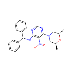 C[C@H]1CN(c2ncnc(NC(c3ccccc3)c3ccccc3)c2[N+](=O)[O-])C[C@H](C)O1 ZINC000008663097