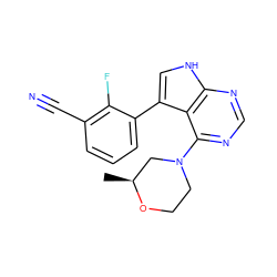 C[C@H]1CN(c2ncnc3[nH]cc(-c4cccc(C#N)c4F)c23)CCO1 ZINC000224899860