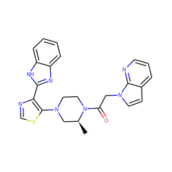 C[C@H]1CN(c2scnc2-c2nc3ccccc3[nH]2)CCN1C(=O)Cn1ccc2cccnc21 ZINC000143604246