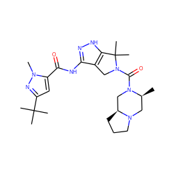 C[C@H]1CN2CCC[C@H]2CN1C(=O)N1Cc2c(NC(=O)c3cc(C(C)(C)C)nn3C)n[nH]c2C1(C)C ZINC000114180873