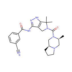 C[C@H]1CN2CCC[C@H]2CN1C(=O)N1Cc2c(NC(=O)c3cccc(C#N)c3)n[nH]c2C1(C)C ZINC000114181969