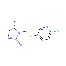 C[C@H]1CNC(=N)N1CCc1ccc(Cl)nc1 ZINC001772586349