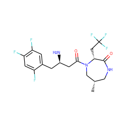 C[C@H]1CNC(=O)[C@@H](CC(F)(F)F)N(C(=O)C[C@H](N)Cc2cc(F)c(F)cc2F)C1 ZINC000014958909