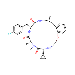 C[C@H]1CNC(=O)[C@@H](Cc2ccc(F)cc2)NC(=O)[C@@H](C)N(C)C(=O)[C@H](C2CC2)NCCOc2ccccc2C1 ZINC000202962928