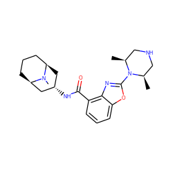 C[C@H]1CNC[C@@H](C)N1c1nc2c(C(=O)N[C@H]3C[C@@H]4CCC[C@H](C3)N4C)cccc2o1 ZINC000103266991