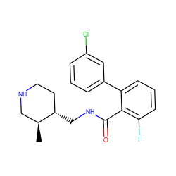 C[C@H]1CNCC[C@@H]1CNC(=O)c1c(F)cccc1-c1cccc(Cl)c1 ZINC000049785071