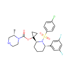 C[C@H]1CNCCN1C(=O)OC1([C@@H]2CCC[C@@H](c3cc(F)cc(F)c3)N2S(=O)(=O)c2ccc(Cl)cc2)CC1 ZINC000028879641