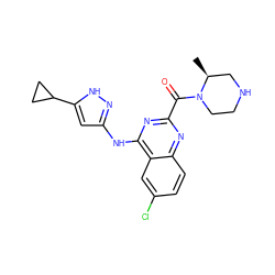 C[C@H]1CNCCN1C(=O)c1nc(Nc2cc(C3CC3)[nH]n2)c2cc(Cl)ccc2n1 ZINC001772645734