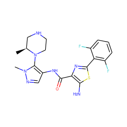 C[C@H]1CNCCN1c1c(NC(=O)c2nc(-c3c(F)cccc3F)sc2N)cnn1C ZINC000169699292