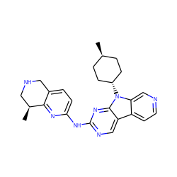 C[C@H]1CNCc2ccc(Nc3ncc4c5ccncc5n([C@H]5CC[C@H](C)CC5)c4n3)nc21 ZINC000261085399