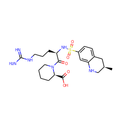 C[C@H]1CNc2cc(S(=O)(=O)N[C@H](CCCNC(=N)N)C(=O)N3CCCC[C@@H]3C(=O)O)ccc2C1 ZINC000026975243