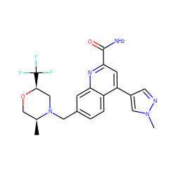 C[C@H]1CO[C@@H](C(F)(F)F)CN1Cc1ccc2c(-c3cnn(C)c3)cc(C(N)=O)nc2c1 ZINC000221623351