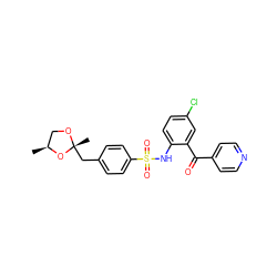 C[C@H]1CO[C@](C)(Cc2ccc(S(=O)(=O)Nc3ccc(Cl)cc3C(=O)c3ccncc3)cc2)O1 ZINC000653669545