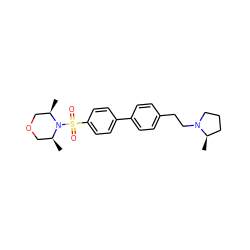 C[C@H]1COC[C@@H](C)N1S(=O)(=O)c1ccc(-c2ccc(CCN3CCC[C@H]3C)cc2)cc1 ZINC000043018661