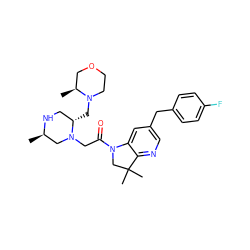 C[C@H]1COCCN1C[C@H]1CN[C@H](C)CN1CC(=O)N1CC(C)(C)c2ncc(Cc3ccc(F)cc3)cc21 ZINC000143238223