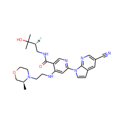 C[C@H]1COCCN1CCNc1cc(-n2ccc3cc(C#N)cnc32)ncc1C(=O)NC[C@@H](F)C(C)(C)O ZINC001772631445