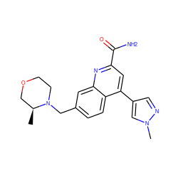 C[C@H]1COCCN1Cc1ccc2c(-c3cnn(C)c3)cc(C(N)=O)nc2c1 ZINC000221615479