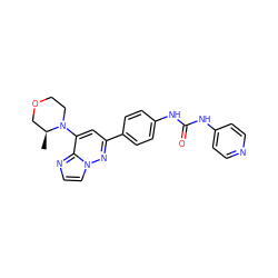 C[C@H]1COCCN1c1cc(-c2ccc(NC(=O)Nc3ccncc3)cc2)nn2ccnc12 ZINC000208236809