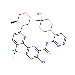 C[C@H]1COCCN1c1ccc(C(F)(F)F)c(-c2cnc(N)c(C(=O)Nc3ncccc3N3CCC(C)(N)CC3)n2)n1 ZINC001772570246