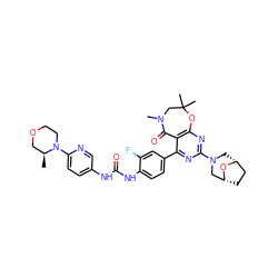 C[C@H]1COCCN1c1ccc(NC(=O)Nc2ccc(-c3nc(N4C[C@@H]5CC[C@H](C4)O5)nc4c3C(=O)N(C)CC(C)(C)O4)cc2F)cn1 ZINC000205344287