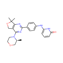 C[C@H]1COCCN1c1nc(-c2ccc(Nc3cccc(=O)[nH]3)cc2)nc2c1COC2(C)C ZINC000071296291