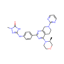 C[C@H]1COCCN1c1nc(-c2ccc(Nc3nn(C)c(=O)[nH]3)cc2)nc2c1CCN(c1ncccn1)C2 ZINC000095588308